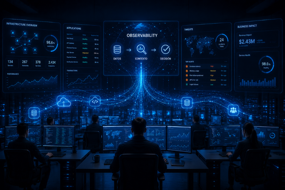 Observabilidad unificada: paneles y métricas operativas